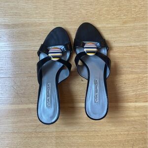 Via Spiga Black Heels with Colorful Strap Detail